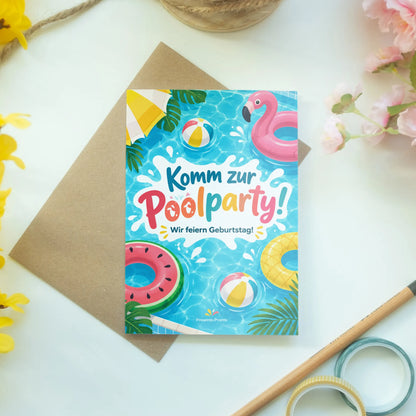Lustige Einladungskarte zur Poolparty im Schwimmbad|p:2013780|h:1c66ab4ffdd8ca686a05705183c7e458