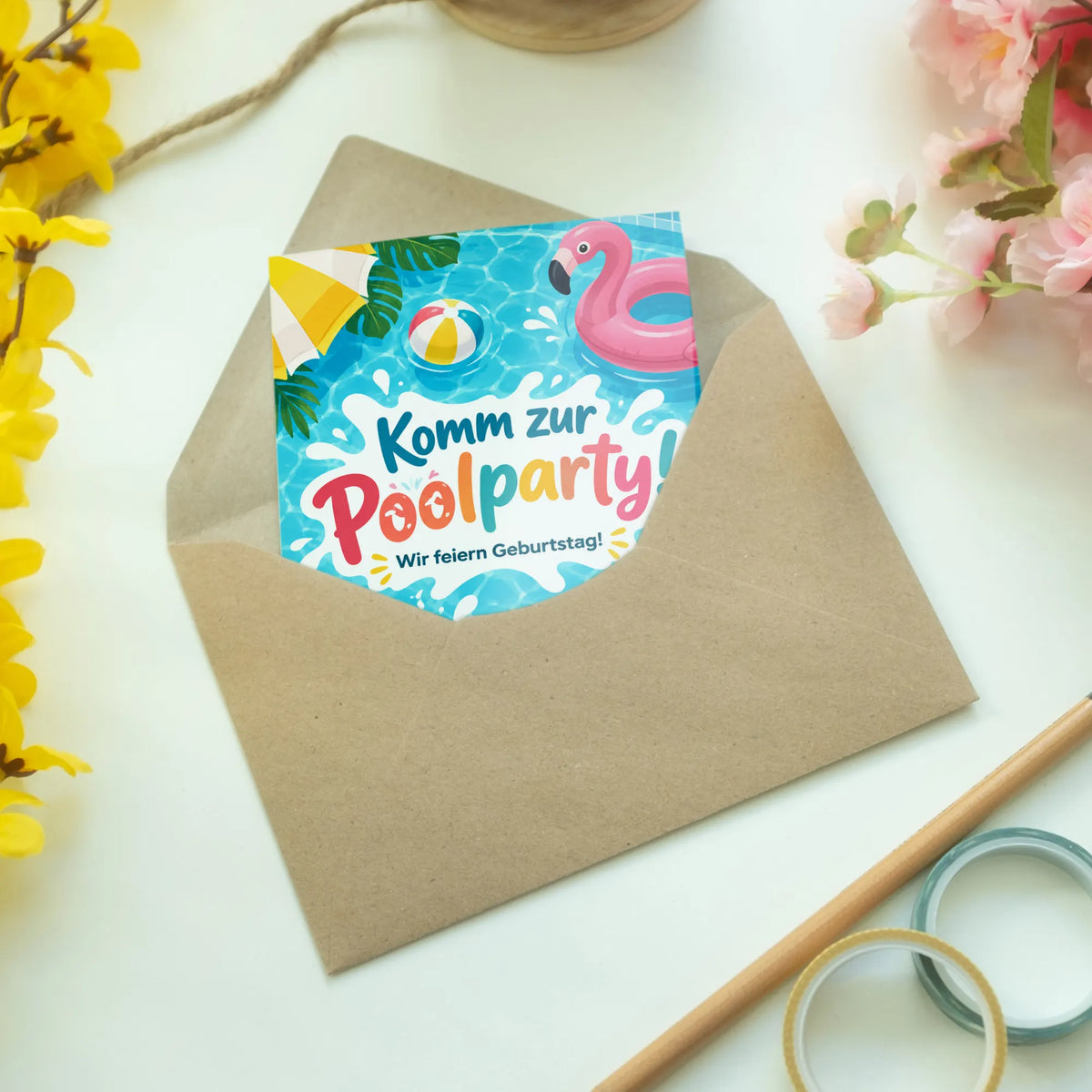 Lustige Einladungskarte zur Poolparty im Schwimmbad|p:2013780|h:080d7f136465e001c5bcbabfaeb06c1e