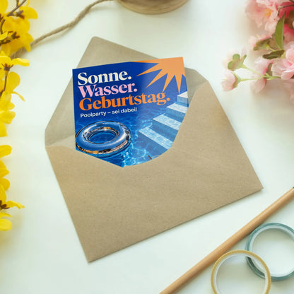 Sommerliche Einladungskarten zum Schwimmbad mit Schwimmring|p:2013781|h:4a30fa06e81152ab8e528f893f40a2a8
