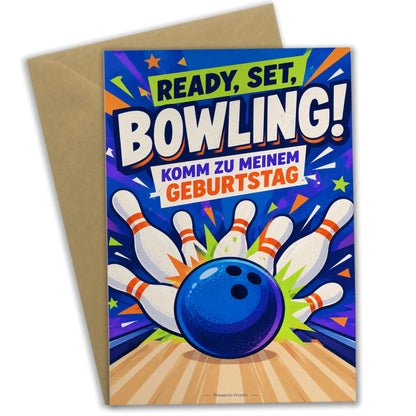 Coole Einladungskarte zum Kindergeburtstag beim Bowling mit Kugel und Pins|p:2013786|h:a8a1e4eac04b371e46ac75a66a42dba1
