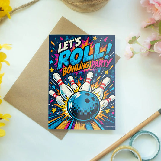 Coole Einladungskarte zum Kindergeburtstag Bowling mit Pins|p:2013789|h:dc31d33ef7b5af2f78012ecd418c60eb