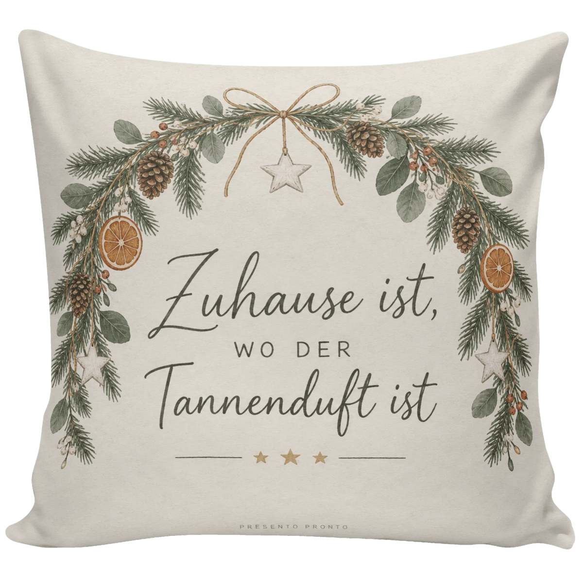 Gemütliches Kissen zu Weihnachten mit Tannenzweigbogen|p:2013802|h:4924fd3b3506592705754ccaf3fba732