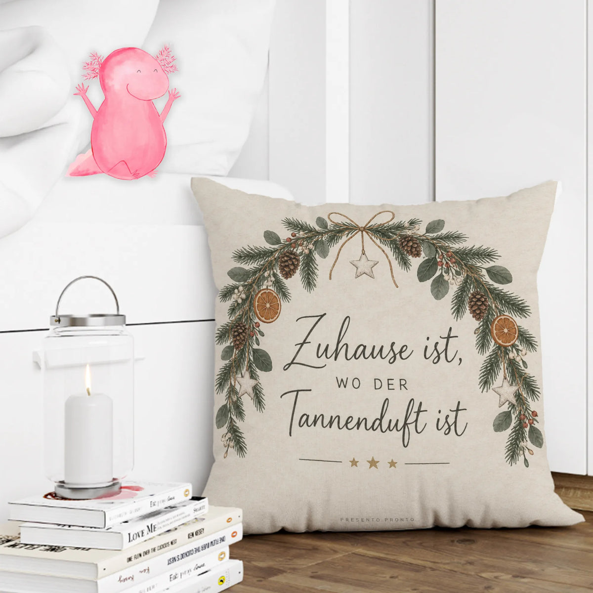 Gemütliches Kissen zu Weihnachten mit Tannenzweigbogen|p:2013802|h:11eb5160083babc58f8b38daba1e5f19