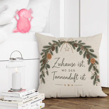 Gemütliches Kissen zu Weihnachten mit Tannenzweigbogen|p:2013802|h:11eb5160083babc58f8b38daba1e5f19