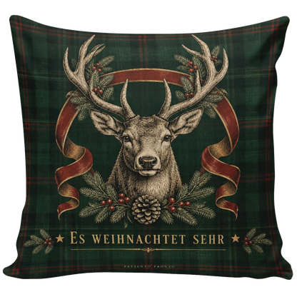 Gemütliches Weihnachtskissen mit Hirschkopf auf Tartan|p:2013804|h:a2c817d6f45e2cde17869c233d940164