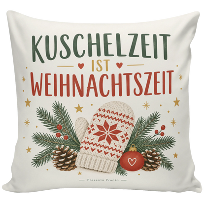 Gemütliches Kissen zu Weihnachten mit Fäustling und Tannenzweig|p:2013805|h:0c193eb6859569d910a6775087dcc249