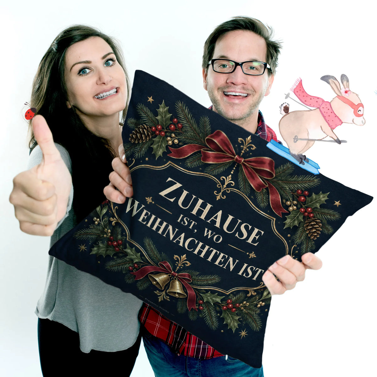 Elegantes Weihnachtskissen mit Tannenzweigen und Beeren|p:2013806|h:4dbe9ca05d71e6ede027001e8ddf0c5b
