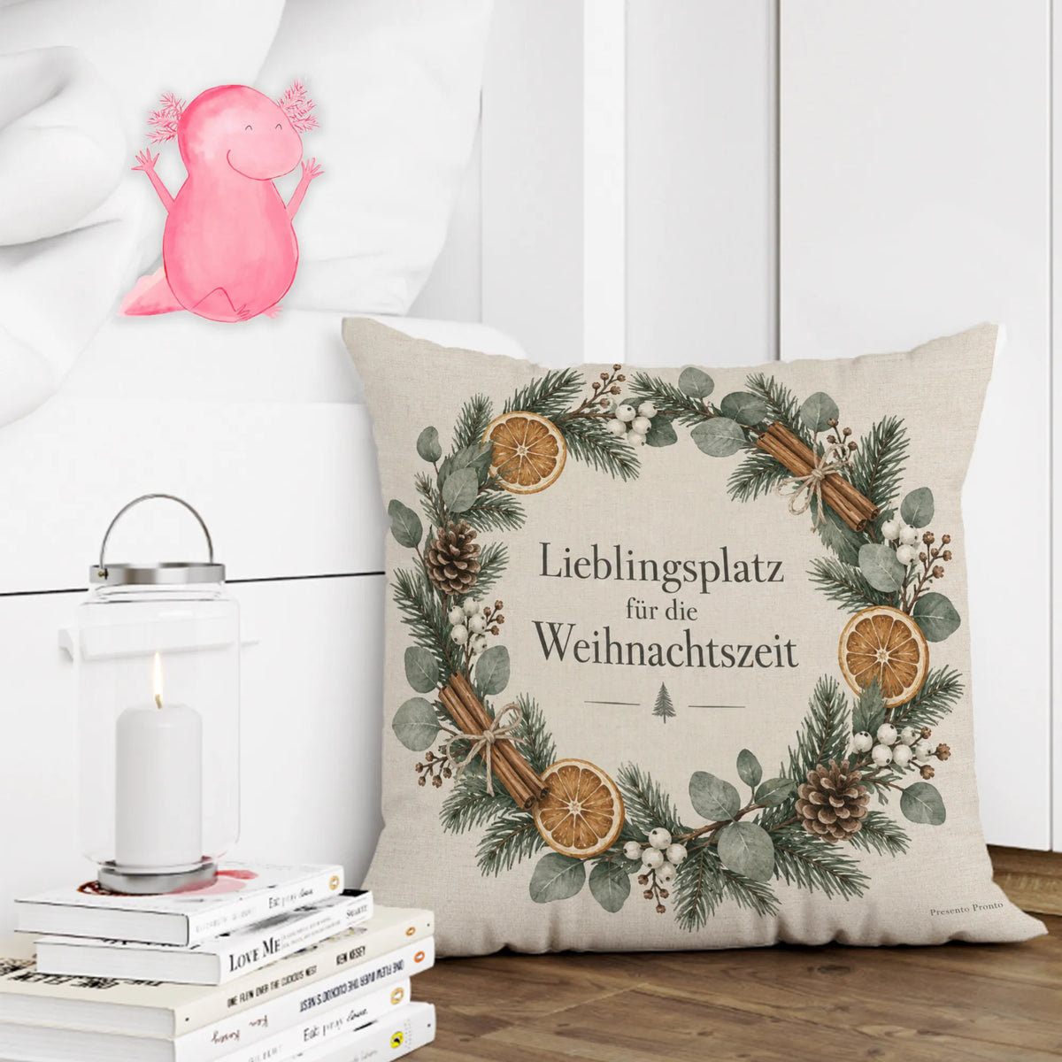 Gemütliches Weihnachtskissen mit Winterkranz|p:2013808|h:f9f19ac5915d2347533522f72db4ac1d