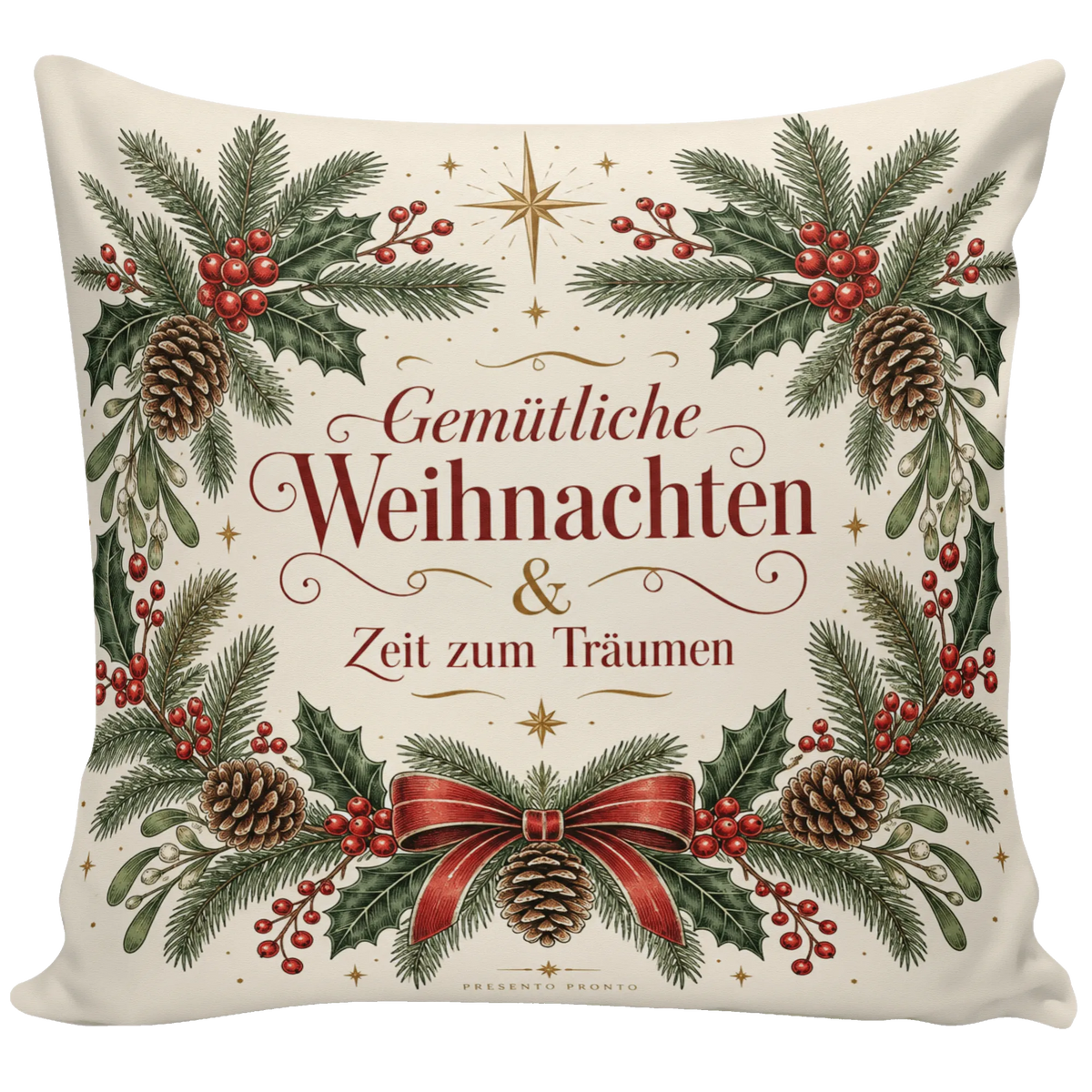Gemütliches Kissen zu Weihnachten mit Tannenzweigen|p:2013809|h:604db71e23bbdd95a77273a3862fe40f