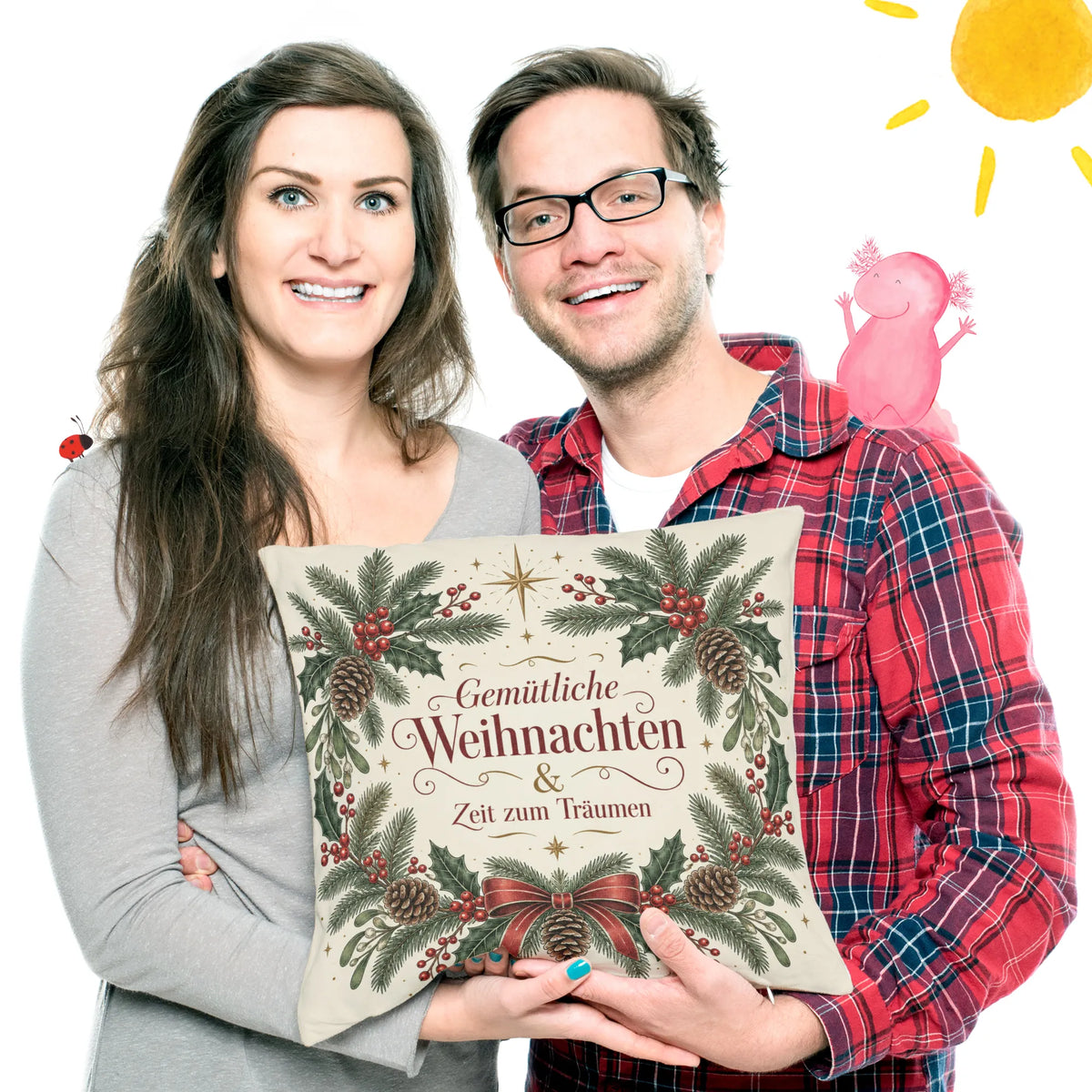 Gemütliches Kissen zu Weihnachten mit Tannenzweigen|p:2013809|h:9a34be00d92776408f19ce42161dc6c2