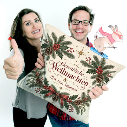 Gemütliches Kissen zu Weihnachten mit Tannenzweigen|p:2013809|h:8c213dd0faabac0395a513bb19ba1fbf