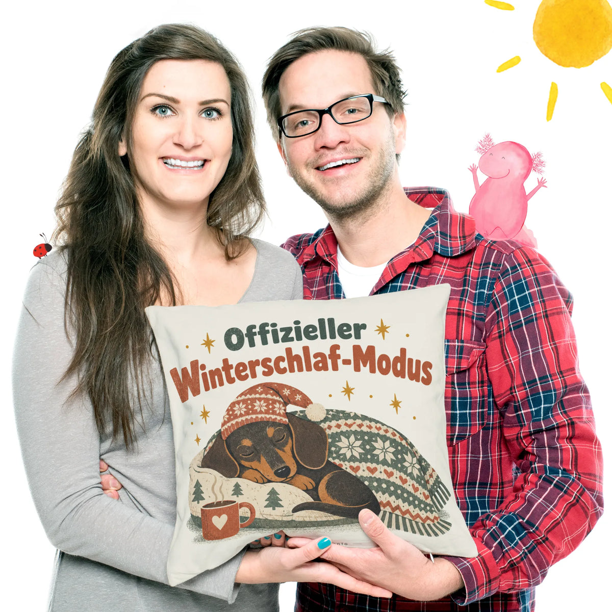 Lustiges Kissen zu Weihnachten mit schlafendem Dackel|p:2013810|h:66715c41213c93544b53bb350a54051e