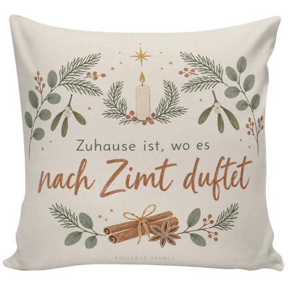 Gemütliches Kissen zu Weihnachten mit Tannenzweigen und Kerze|p:2013812|h:2c00986c13941632981f514a5de78ed6