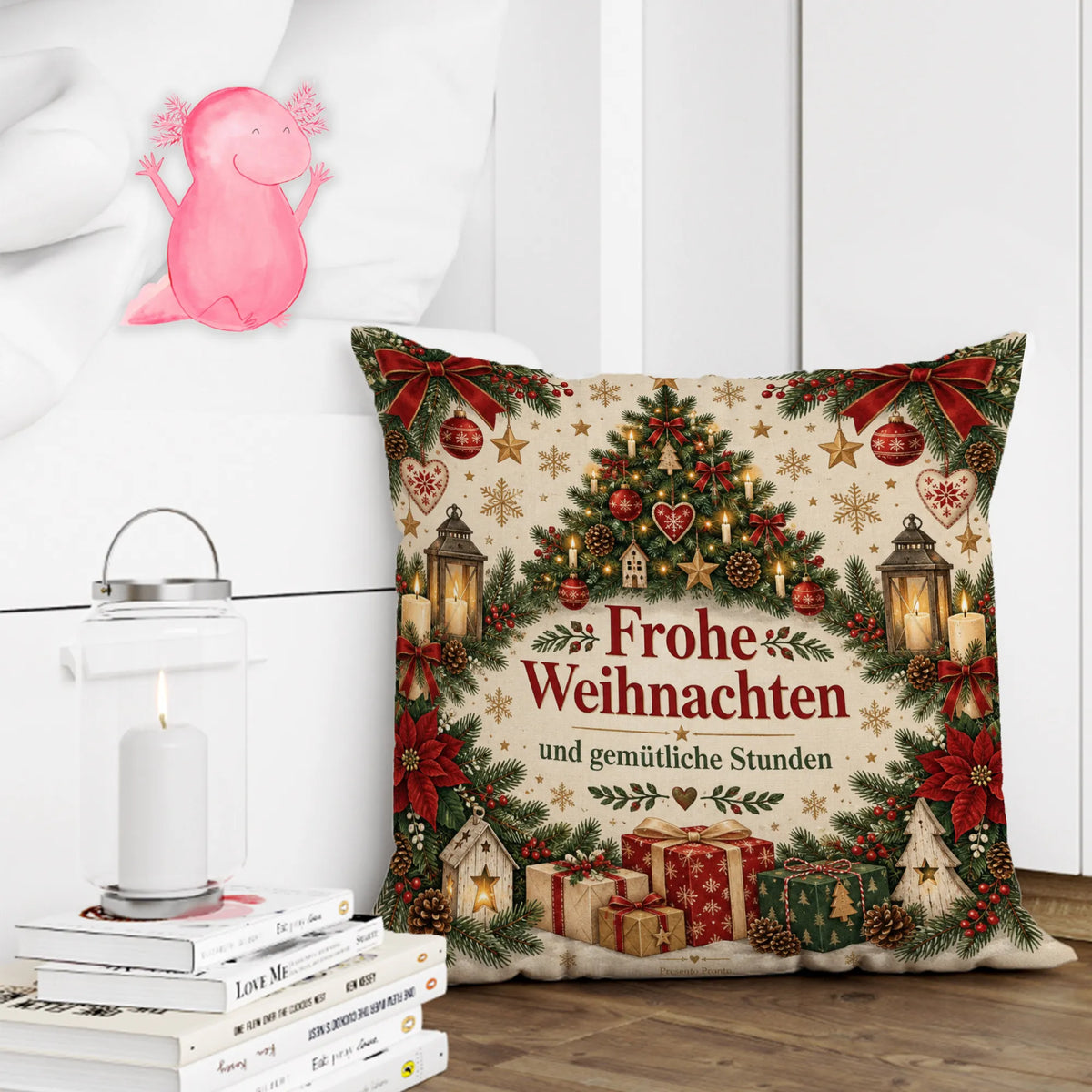 Gemütliches Kissen zu Weihnachten mit Weihnachtsbaum|p:2013813|h:48cdc8b72bed984ab1147051c0053c14