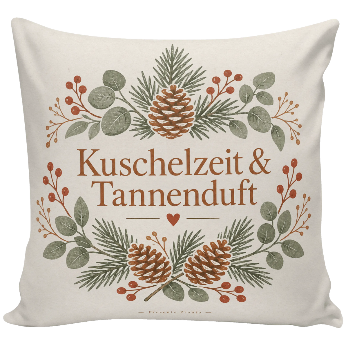 Gemütliches Kissen zu Weihnachten mit Tannenzapfen und Beeren|p:2013816|h:548d33d61d98fe47d4f038028abbf299
