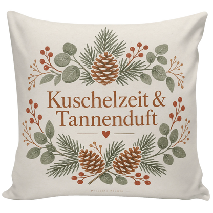 Gemütliches Kissen zu Weihnachten mit Tannenzapfen und Beeren|p:2013816|h:548d33d61d98fe47d4f038028abbf299