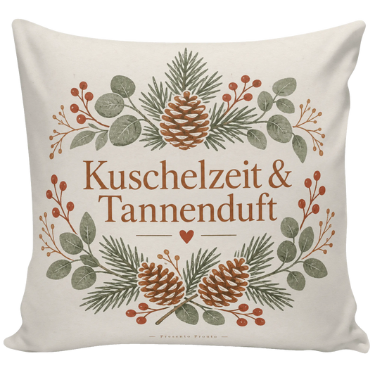 Gemütliches Kissen zu Weihnachten mit Tannenzapfen und Beeren|p:2013816|h:548d33d61d98fe47d4f038028abbf299