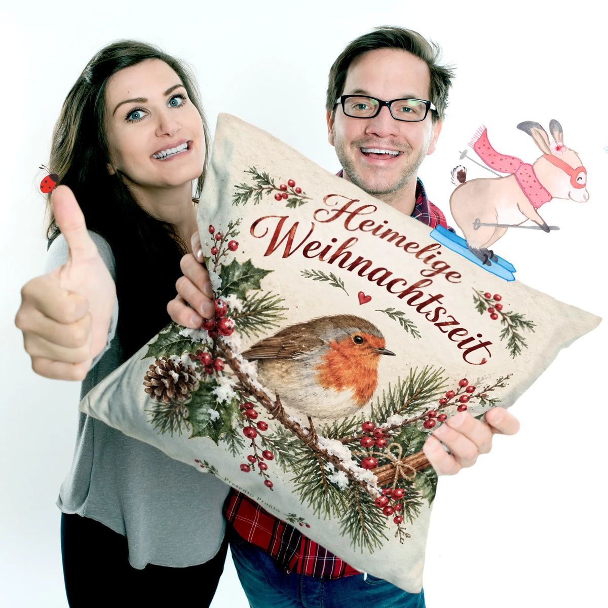 Gemütliches Kissen zu Weihnachten mit Rotkehlchen|p:2013817|h:aa32cdcd02809e74ad73d6063216c612