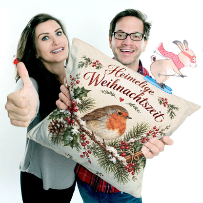 Gemütliches Kissen zu Weihnachten mit Rotkehlchen|p:2013817|h:aa32cdcd02809e74ad73d6063216c612