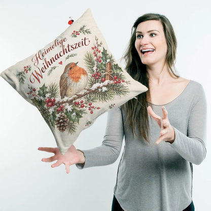 Gemütliches Kissen zu Weihnachten mit Rotkehlchen|p:2013817|h:48681675dee3b9f38b6ad8a0a3ff8460