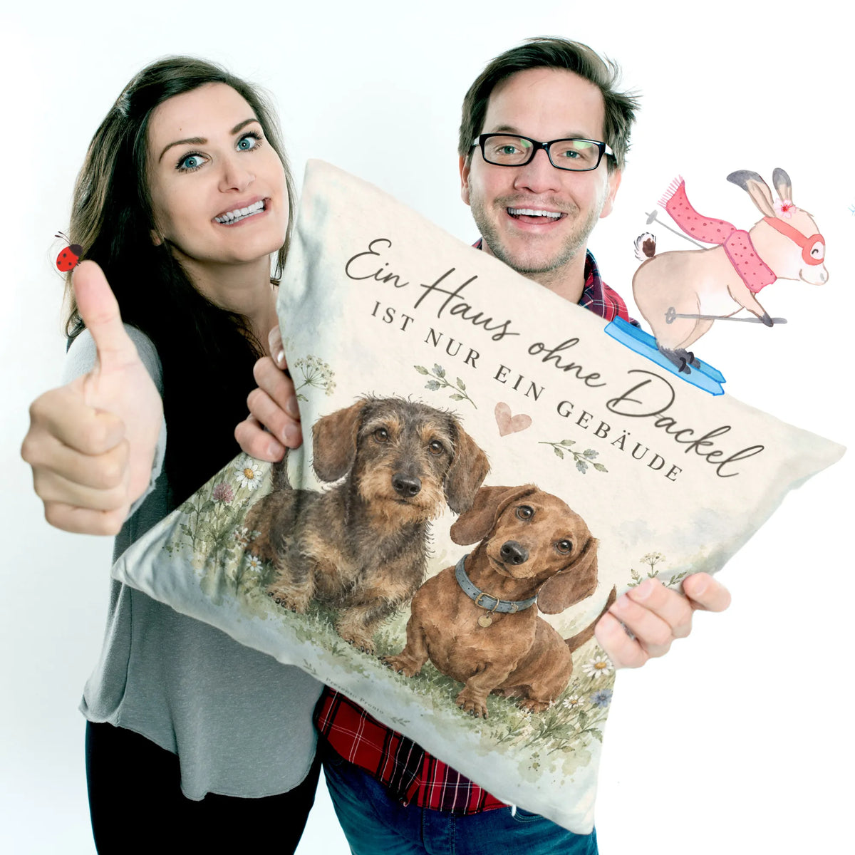 Süßes Dackelkissen für Dackelfans mit zwei Dackeln|p:2013829|h:0273070e59a725fad8a0060a82aa450a