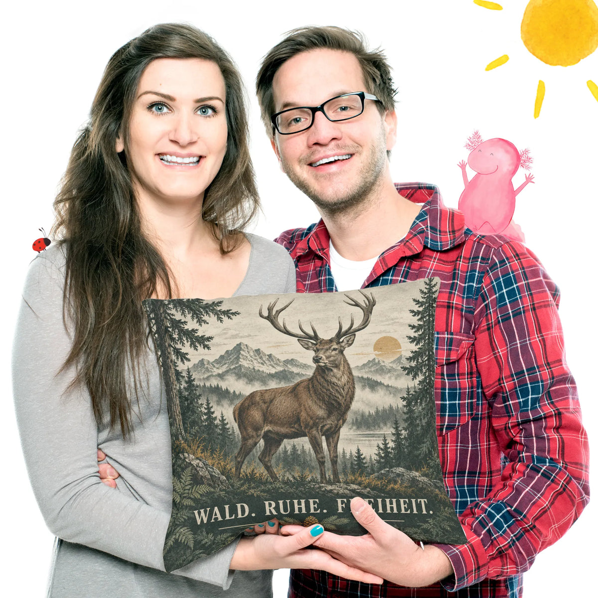 Ruhiges Kissen mit Hirsch für Naturliebhaber|p:2013834|h:f1d12931b6247beaece58297d2009338