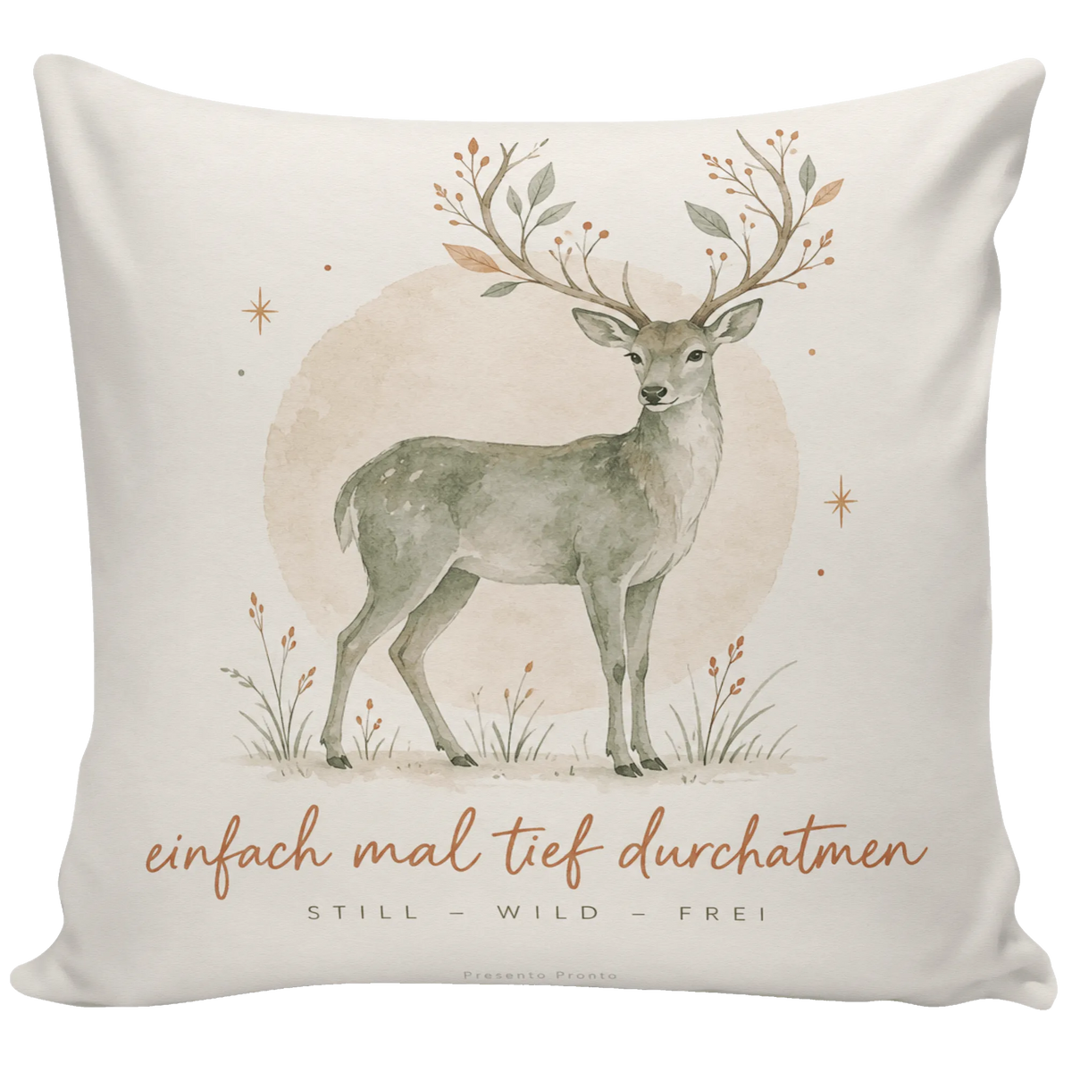 Ruhiges Kissen mit Hirsch in Salbeigrün für Naturliebhaber|p:2013839|h:e0866d7ee221cd010810dbd9097ac6f4