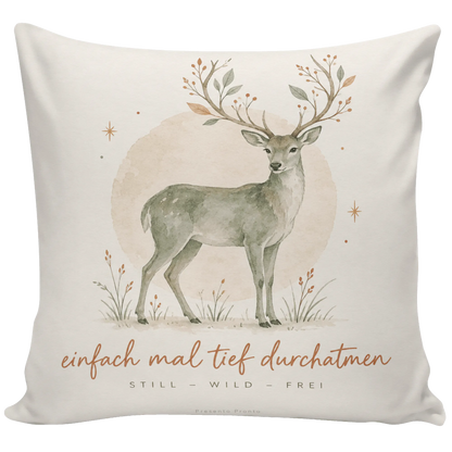 Ruhiges Kissen mit Hirsch in Salbeigrün für Naturliebhaber|p:2013839|h:e0866d7ee221cd010810dbd9097ac6f4