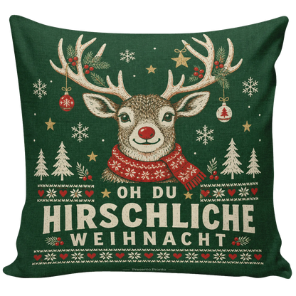 Lustiges Kissen mit Hirsch im Schal zu Weihnachten|p:2013841|h:25be453bcf5a89f2dde4a3666a242118