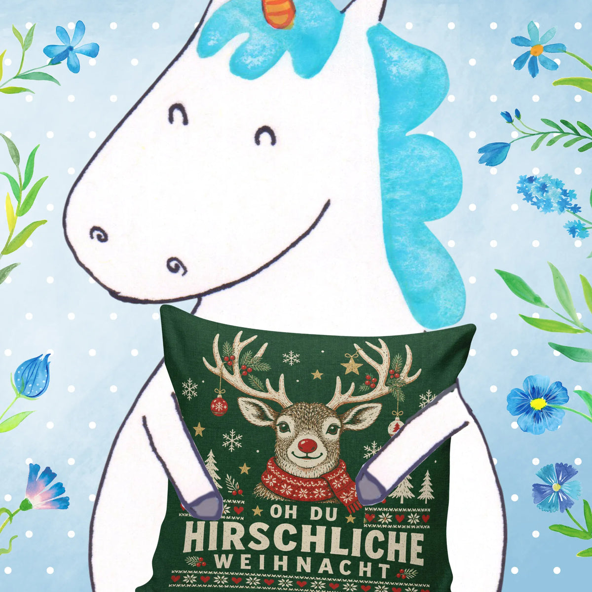 Lustiges Kissen mit Hirsch im Schal zu Weihnachten|p:2013841|h:ea4465556713f73eb73a21c0fc4c8bc1