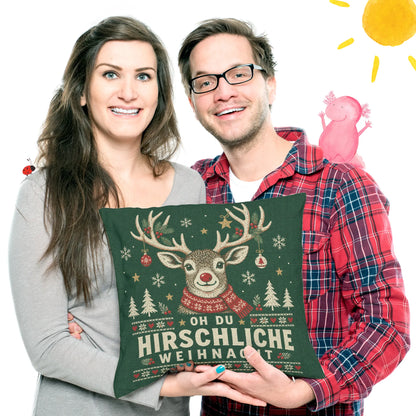 Lustiges Kissen mit Hirsch im Schal zu Weihnachten|p:2013841|h:8613bbe69d6f10d13ef134c2c6f9bb1d