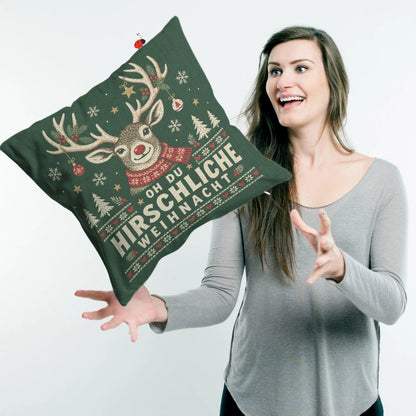 Lustiges Kissen mit Hirsch im Schal zu Weihnachten|p:2013841|h:e9508c59d2e49c6083bd801bedf762ec