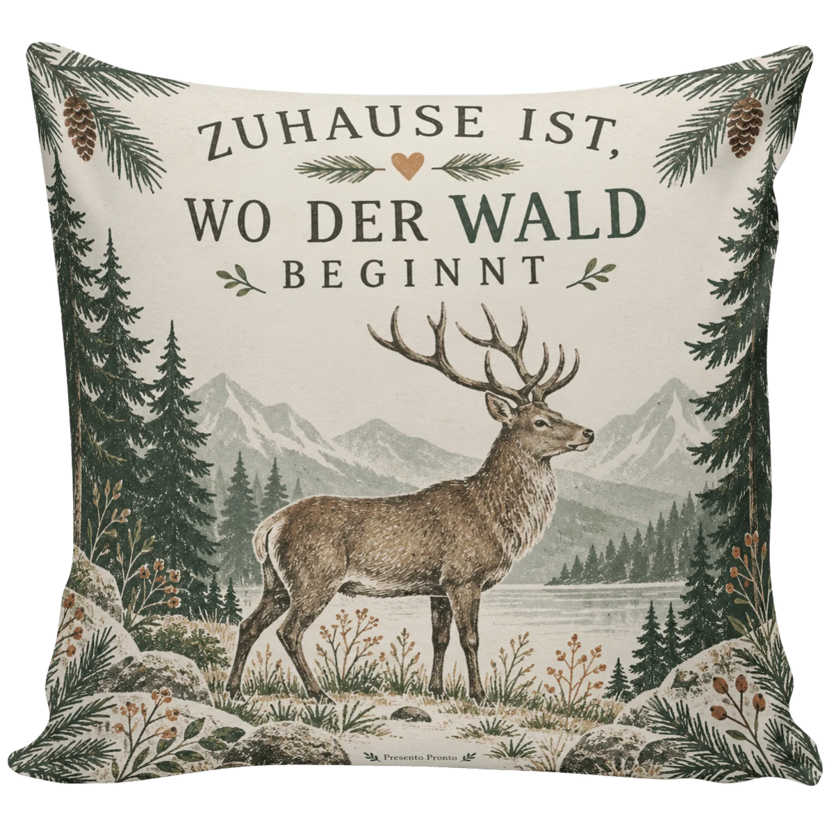 Gemütliches Kissen mit Hirsch im Wald für Naturliebhaber|p:2013842|h:eed9537bf9b5dd360986eb603a50a7bd