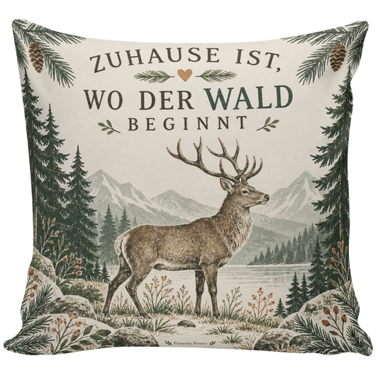 Gemütliches Kissen mit Hirsch im Wald für Naturliebhaber|p:2013842|h:eed9537bf9b5dd360986eb603a50a7bd