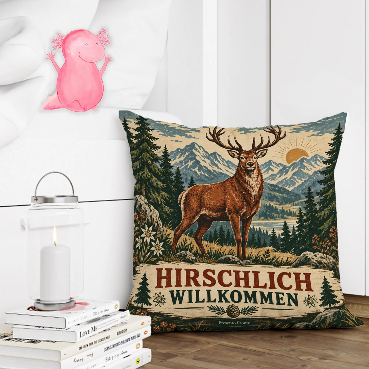Lustiges Kissen mit Hirsch für Jäger zur Hütte|p:2013843|h:156d2cb4835a55d139095c0cfc088380