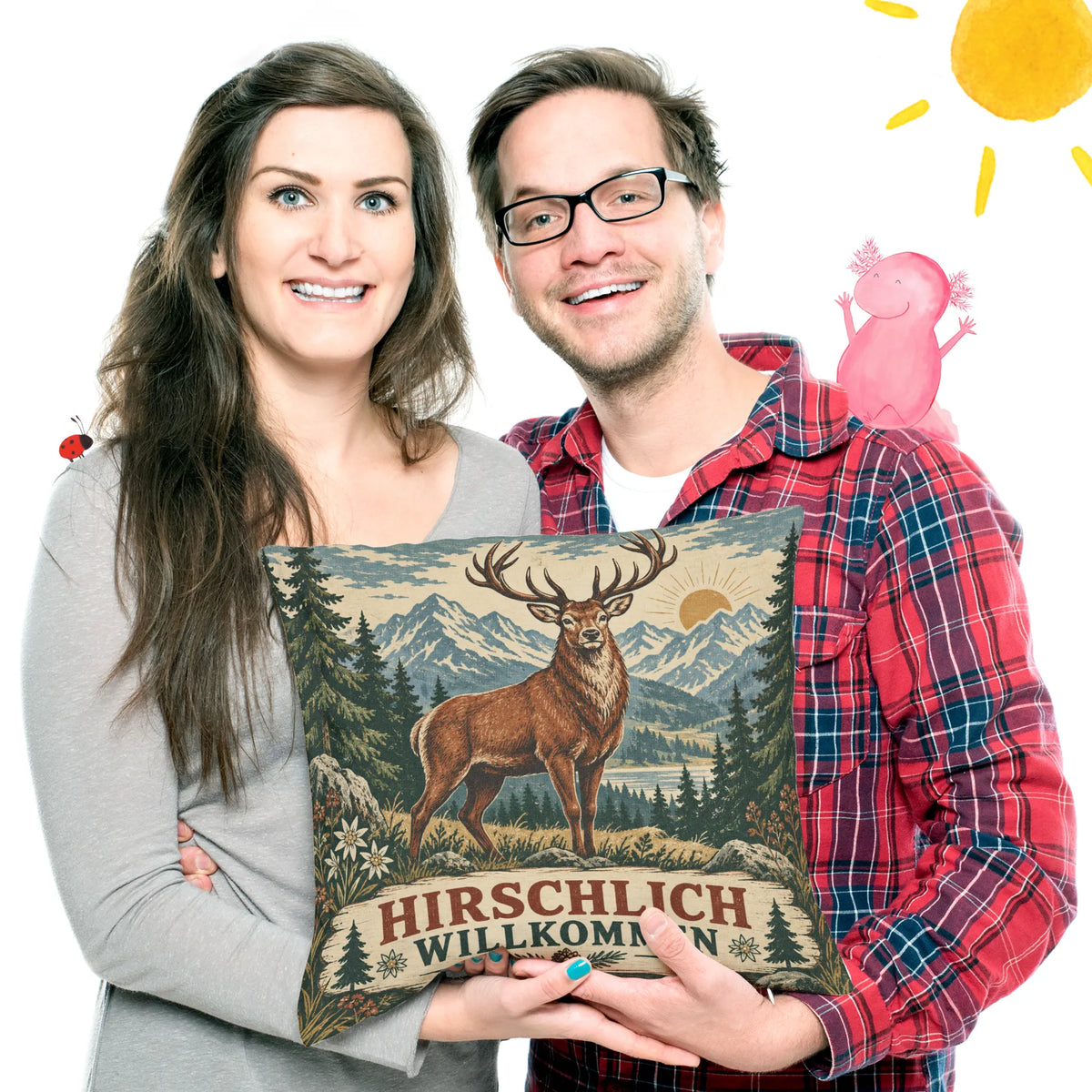 Lustiges Kissen mit Hirsch für Jäger zur Hütte|p:2013843|h:4bbe22e9b14e5aab887163b74986f122