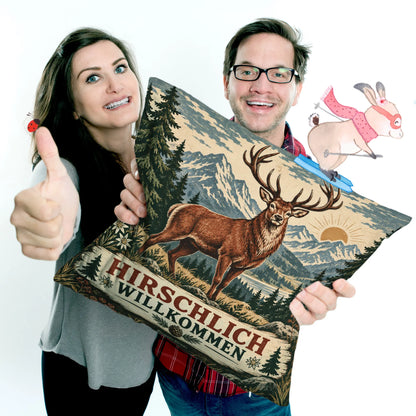 Lustiges Kissen mit Hirsch für Jäger zur Hütte|p:2013843|h:05bfa0a36099ee4449a289fc5339f0c1