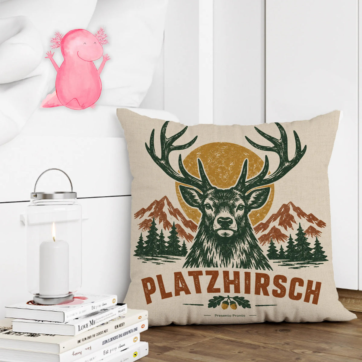 Lustiges Kissen mit Hirsch für Jäger zum Geburtstag|p:2013846|h:19d0d3c44cd57840ffe126098365cab2