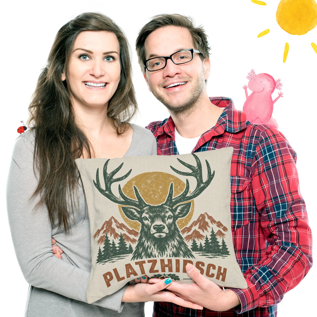 Lustiges Kissen mit Hirsch für Jäger zum Geburtstag|p:2013846|h:a5644cf741856ba3b79d4096c5ec9ad1