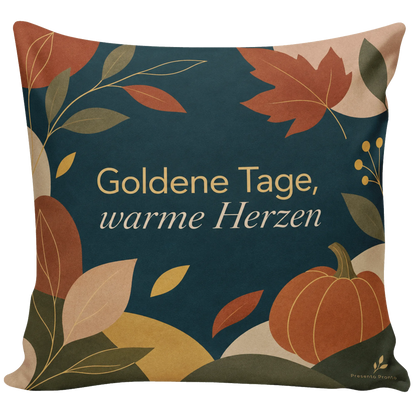 Gemütliches Kissen für den Herbst mit Kürbis und Blättern|p:2013886|h:785dac23a08b1a391b25284dce19e6fa