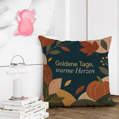 Gemütliches Kissen für den Herbst mit Kürbis und Blättern|p:2013886|h:4d6095c35539d0c1fff525156172bcb5