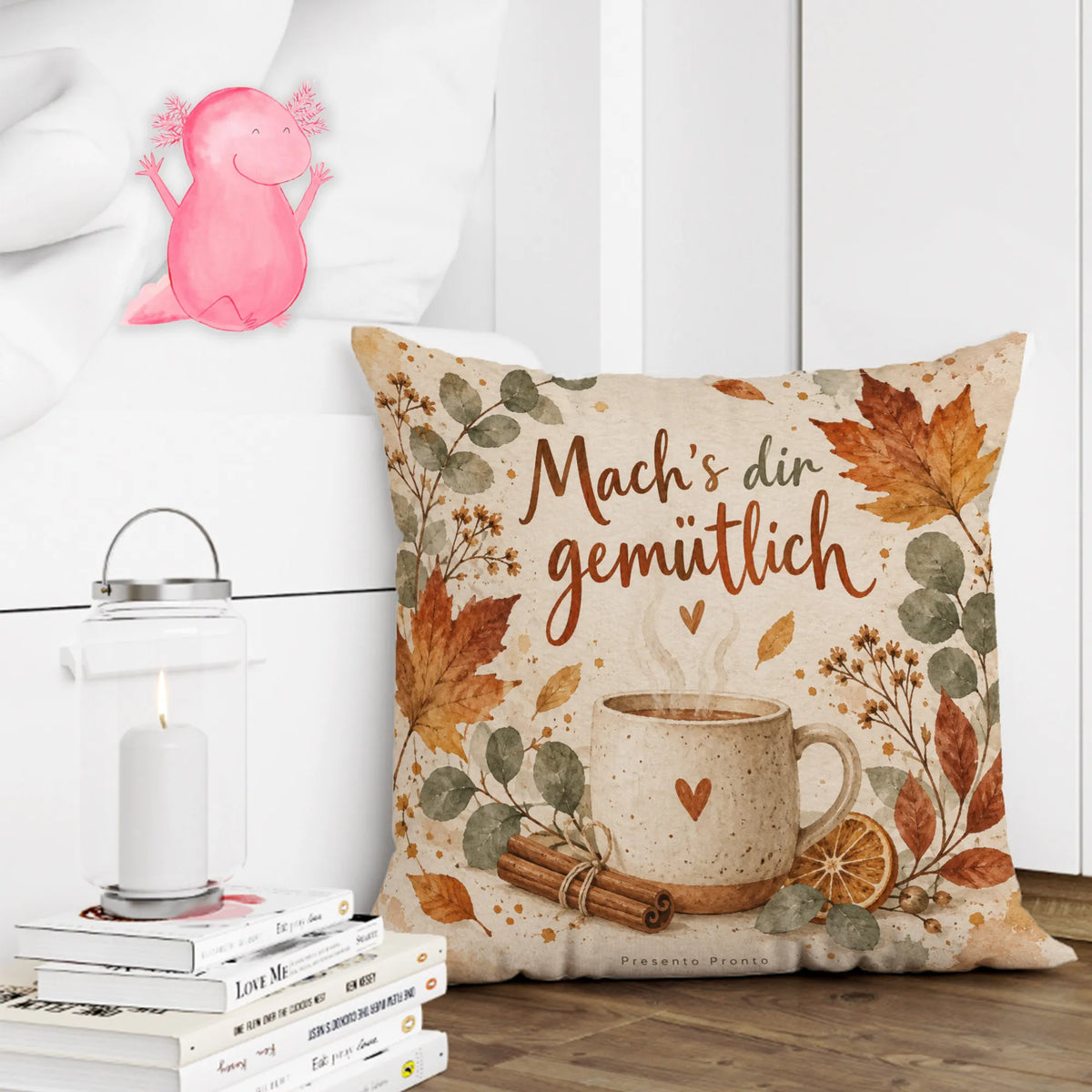 Gemütliches Kissen für den Herbst mit Keramiktasse|p:2013887|h:1907f7dc41565b9cb597e481e98b1999