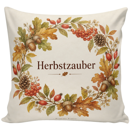 Gemütliches Kissen für den Herbst mit Herbstkranz|p:2013888|h:81c388110fe2245f19c9087416a97941