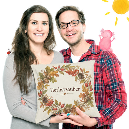 Gemütliches Kissen für den Herbst mit Herbstkranz|p:2013888|h:02daecd58522c30843eae39280adac47