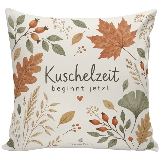 Gemütliches Kissen für den Herbst mit Blätterzweigen|p:2013890|h:6bfeac5b769c1b62caba154f4b96feef