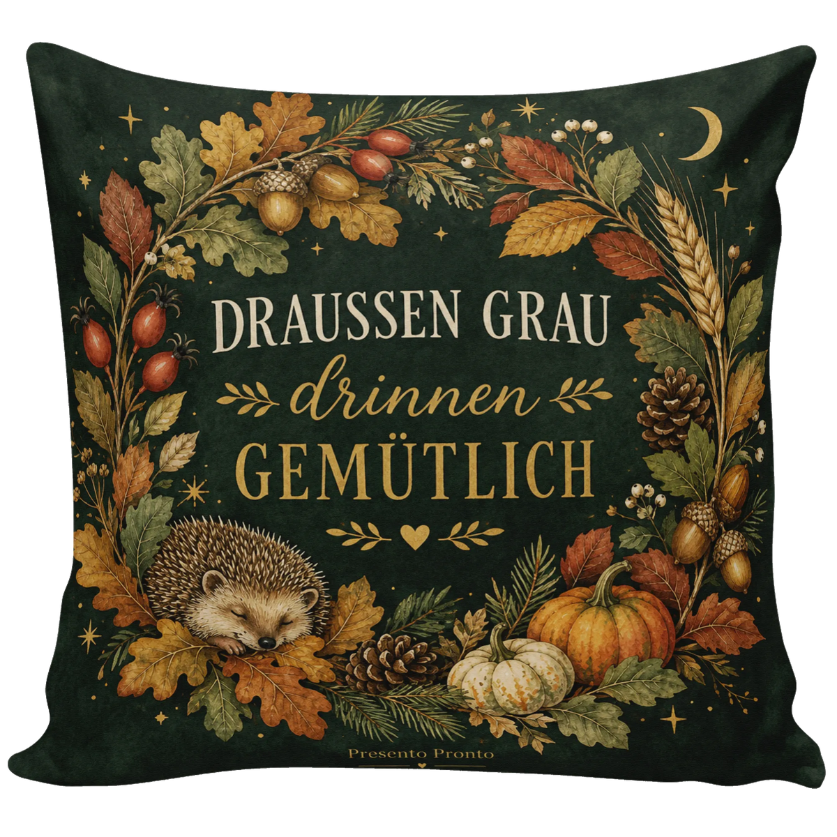 Gemütliches Kissen für den Herbst mit Herbstkranz und Igel|p:2013891|h:3e7672dd16d76b7317a6e429fd295900