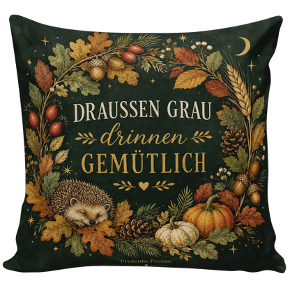 Gemütliches Kissen für den Herbst mit Herbstkranz und Igel|p:2013891|h:3e7672dd16d76b7317a6e429fd295900