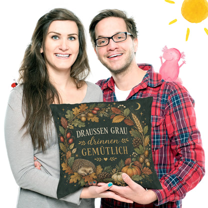 Gemütliches Kissen für den Herbst mit Herbstkranz und Igel|p:2013891|h:808b2acc43477bd216e91a729011c3f8