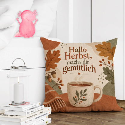 Gemütliches Kissen für den Herbst mit Keramiktasse|p:2013901|h:07cf8e592ebe4c16abbc1bd96ef5fcea
