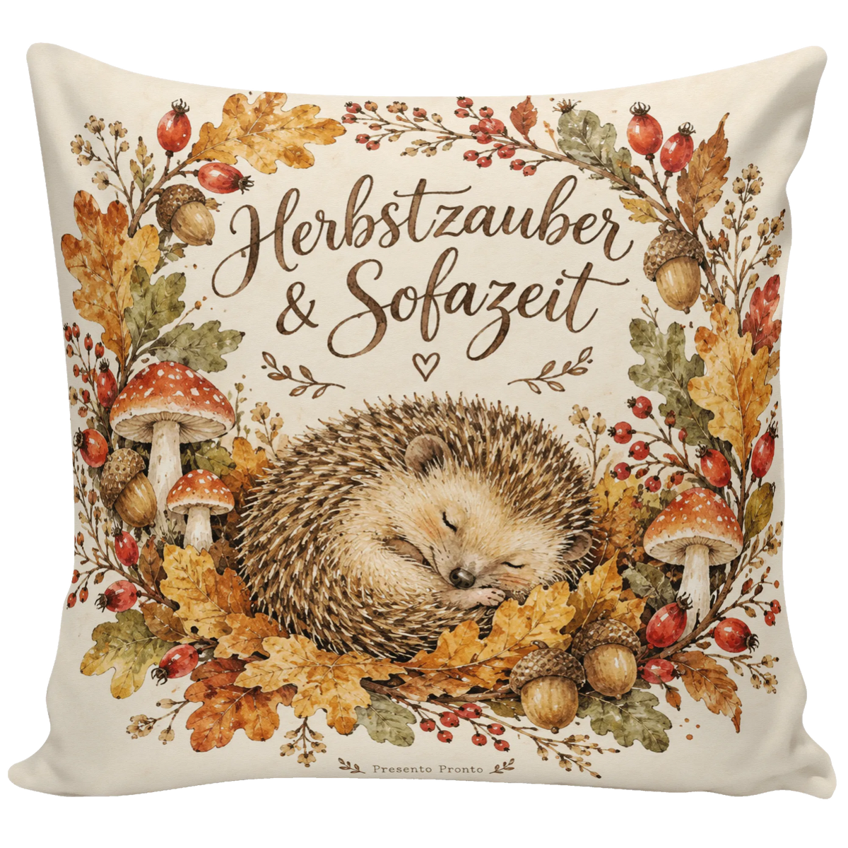 Gemütliches Herbstkissen mit schlafendem Igel|p:2013902|h:bc3fc47d4ba7312e59925b99217ab0c6